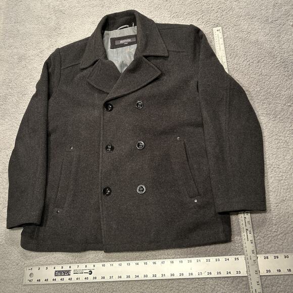 Kenneth Cole Reaction Men's Gray Double Breast Wool Blend Pea Coat - Size XL - Picture 1 of 12